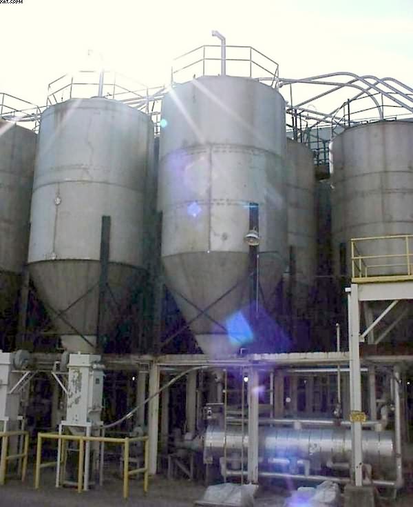 Storage Silos, stainless steel, ~75-100,000 lb capacity each,